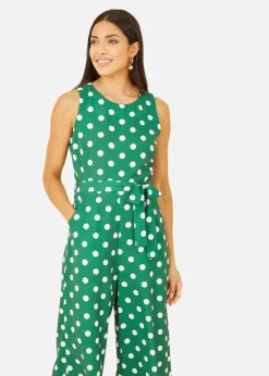 Jumpsuits & Playsuits>Yumi Green Polka Dot Culotte Jumpsuit