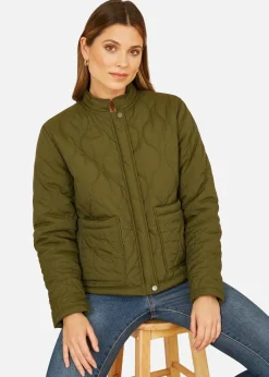 Coats & Jackets>Yumi Green Short Quilted Jacket