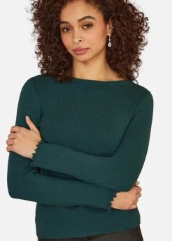 Tops>Yumi Green Sparkle Knit Jumper