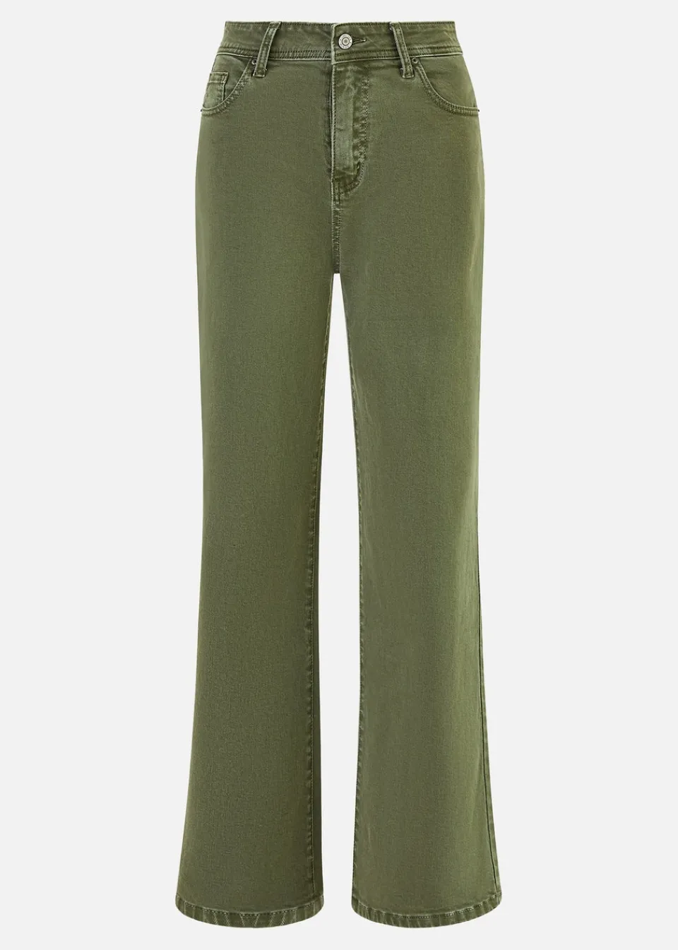 Jeans & Jeggings>Yumi Green Stretch Canvas Wide Leg High Waist Jeans