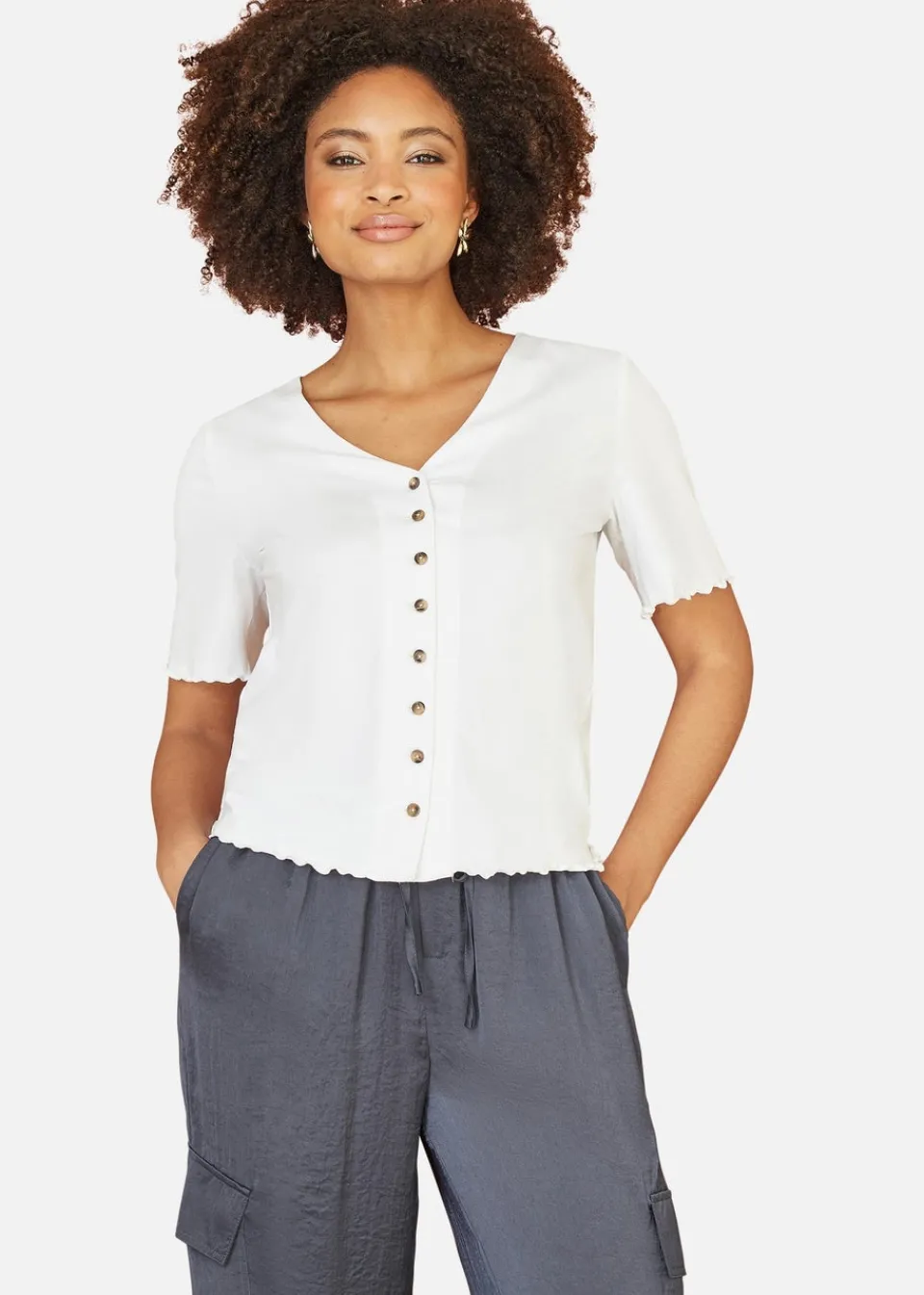 Trousers>Yumi Grey Cargo Trousers