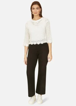 Tops>Yumi Ivory Crochet Knitted Stop With Scallop Edge