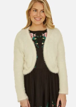 Coats & Jackets>Yumi Ivory Eyelash Knit Bolero