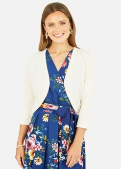 Tops>Yumi Ivory Knitted Curve Bolero