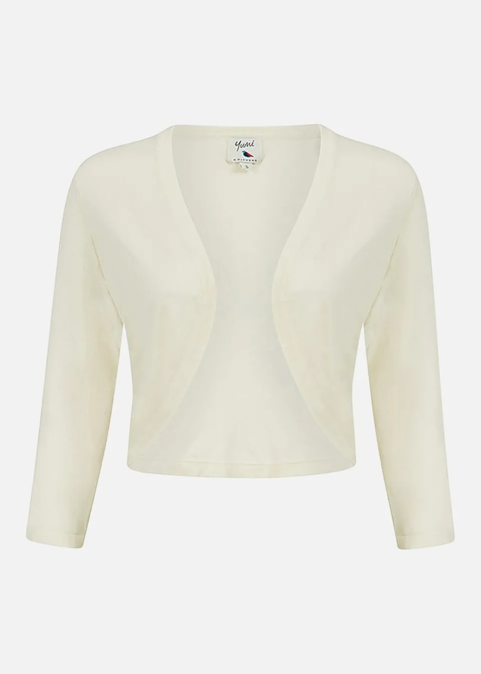 Tops>Yumi Ivory Knitted Curve Bolero
