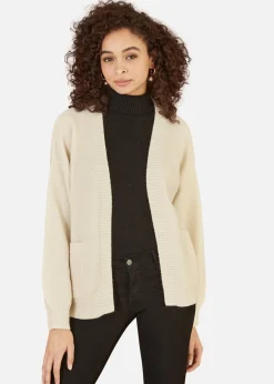 Tops>Yumi Ivory Metallic Slouchy Cardigan With Pockets