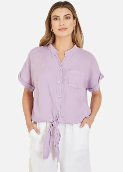 Tops>Yumi Italian Linen Shirt Lilac