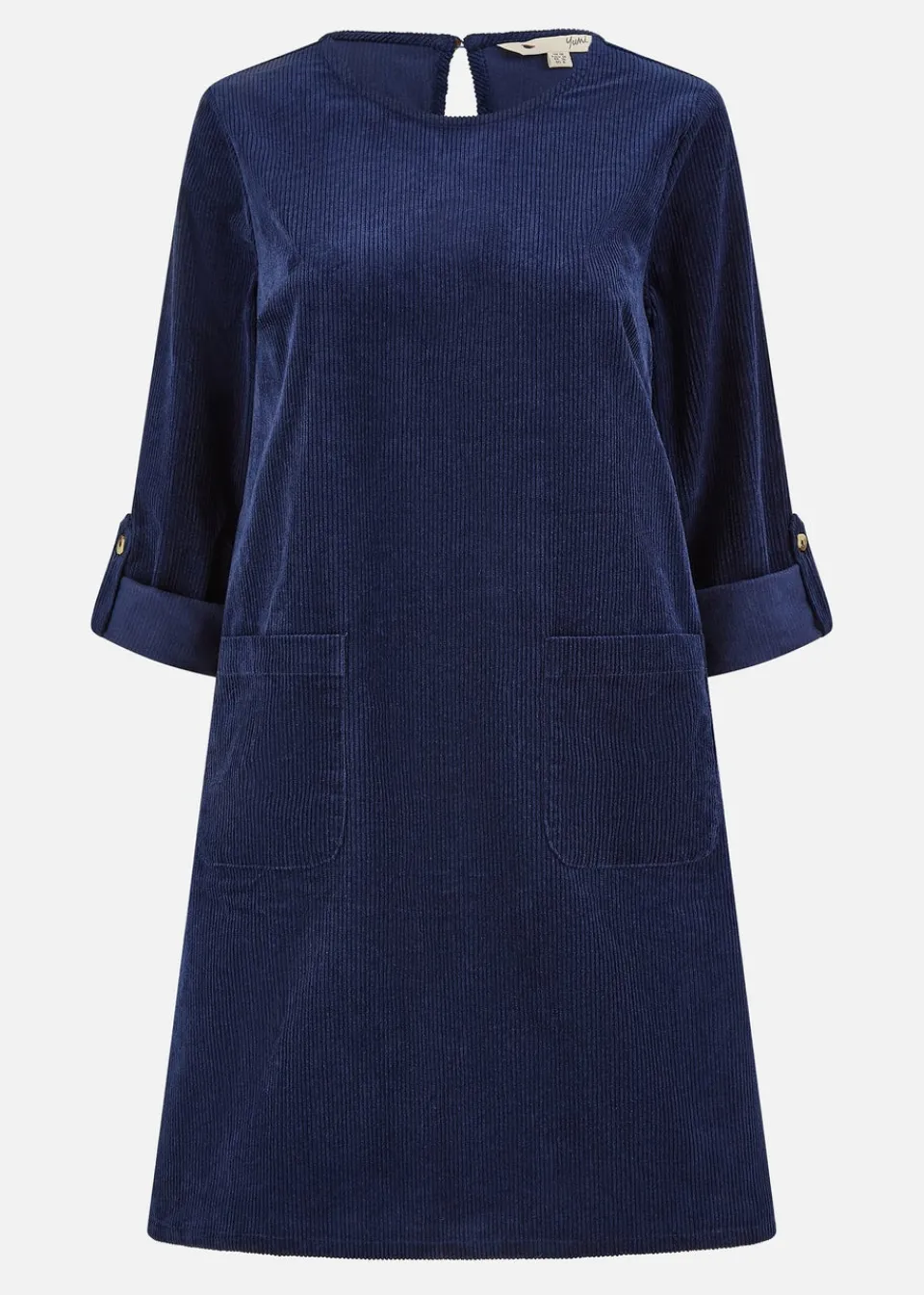 Dresses>Yumi Navy Cord Tunic Dress With Patch Pockets
