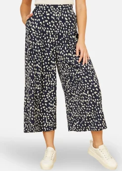 Trousers>Yumi Navy Dash Print Culottes