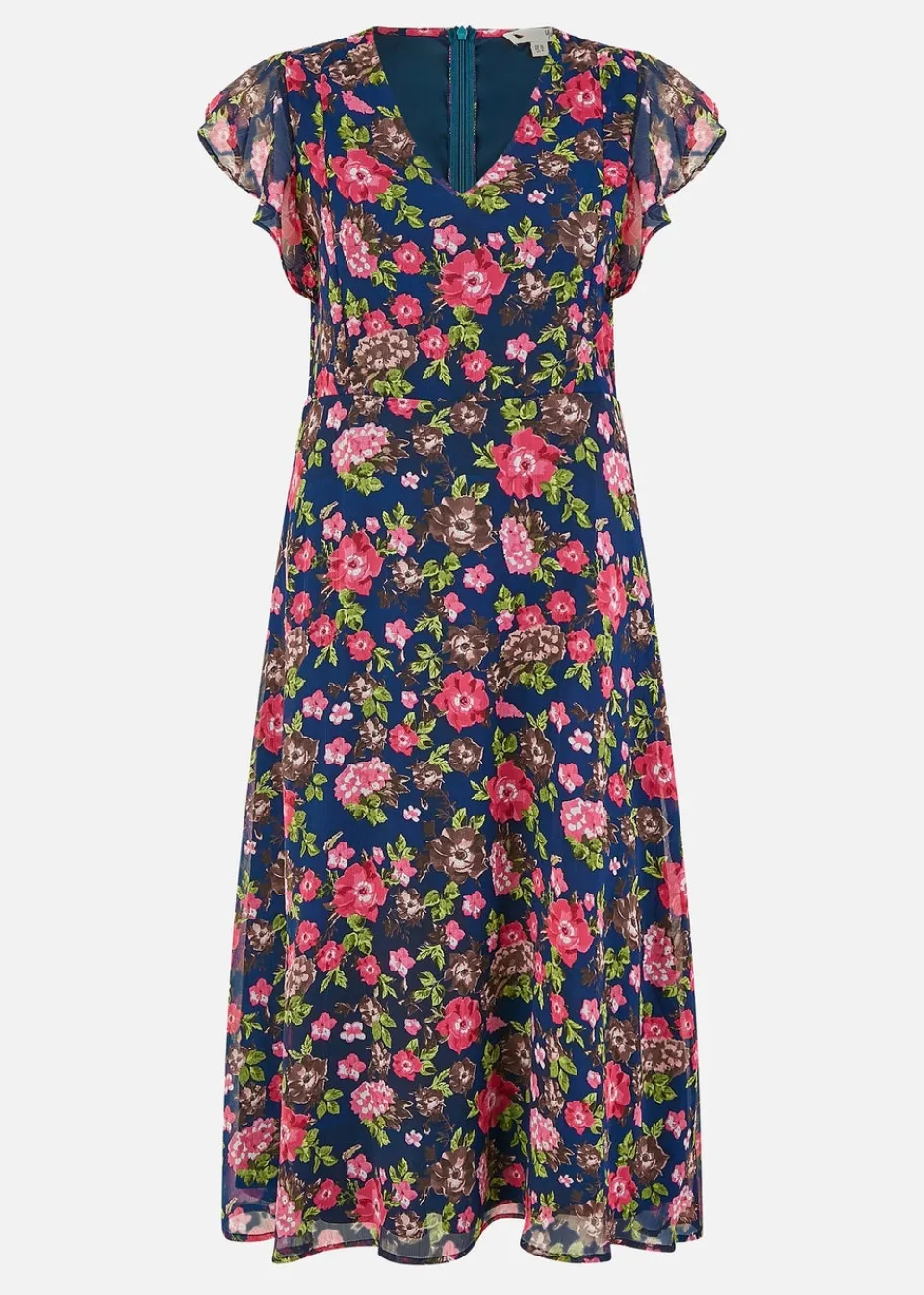 Dresses>Yumi Navy Floral Midi Skater Dress