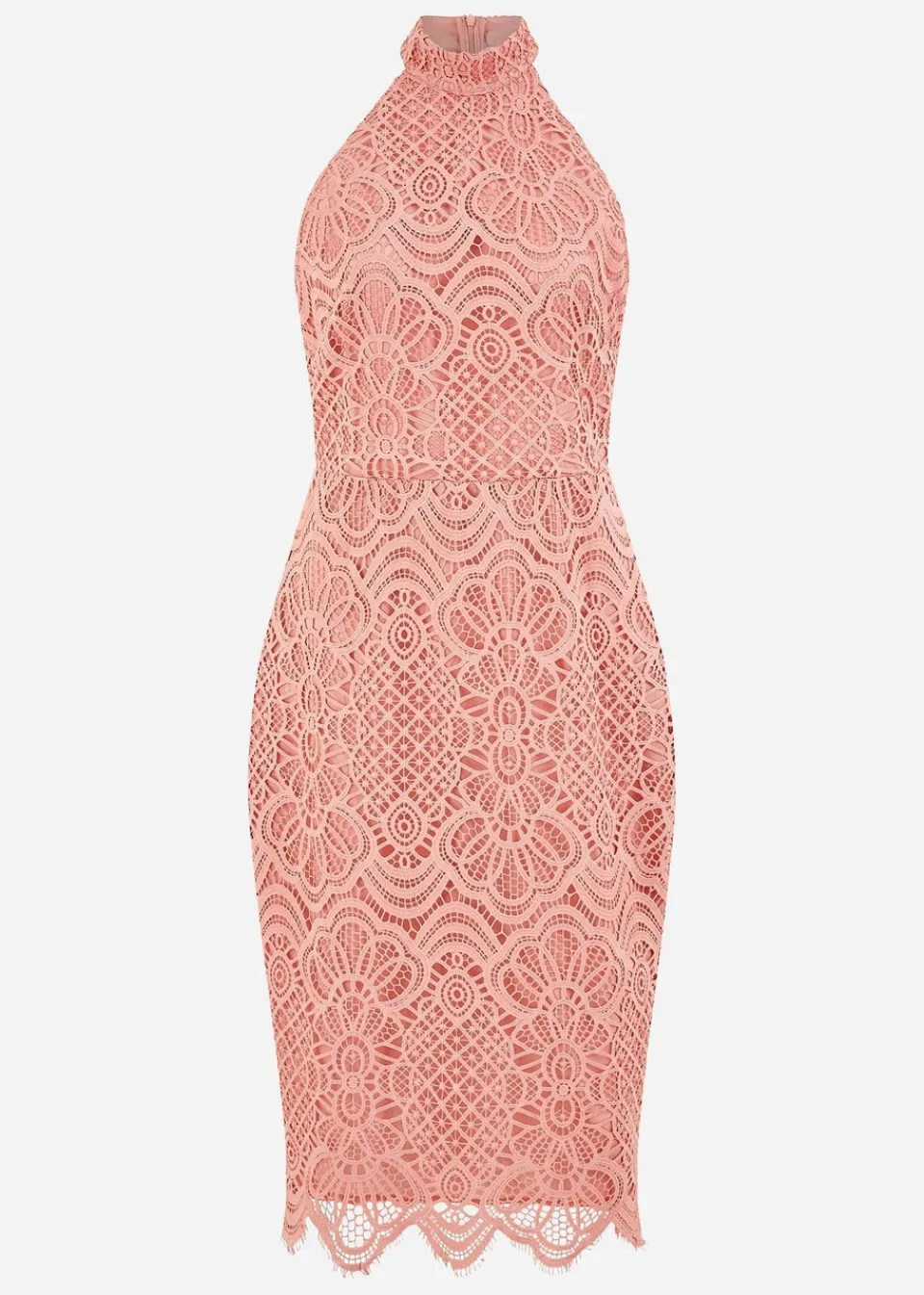 Dresses>Yumi Pink Lace Halter Neck Dress