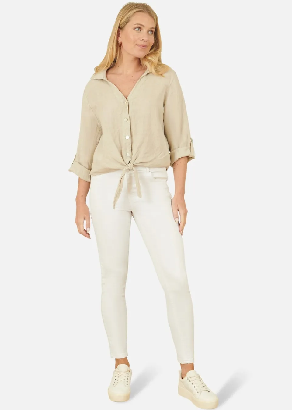 Tops>Yumi Stone Italian Linen Shirt