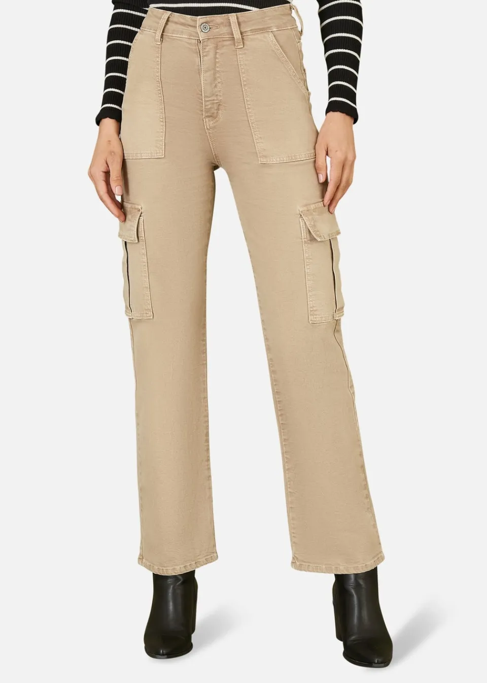 Trousers>Yumi Stone Stretch Cargo Canvas Stretch Pants