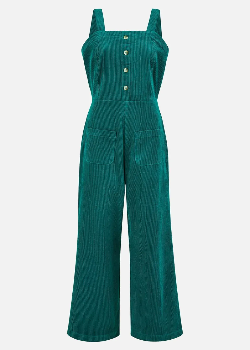 Jumpsuits & Playsuits>Yumi Teal Cord Stretch Dungaree Style Jumpsuit
