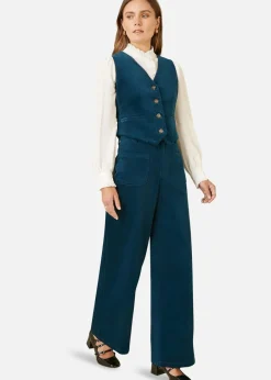 Tops>Yumi Teal Cord Waistcoat