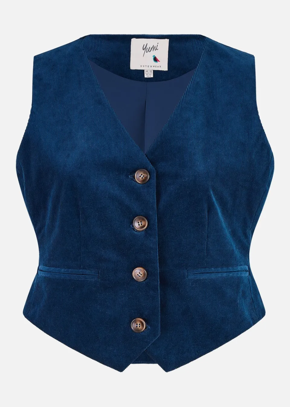 Tops>Yumi Teal Cord Waistcoat