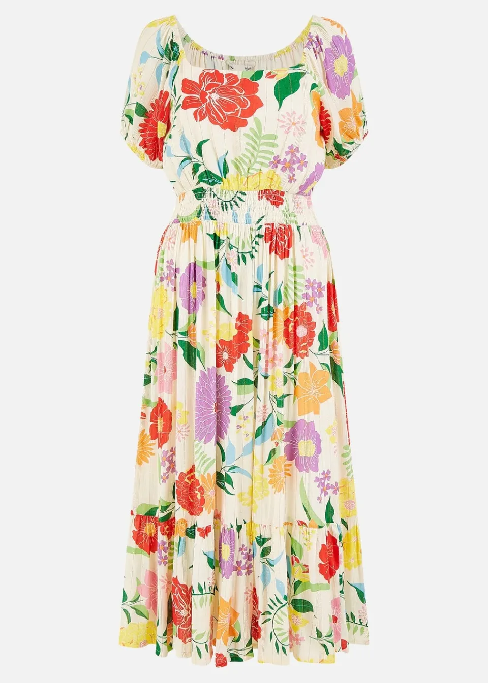 Dresses>Yumi White Big Floral Midi Dress
