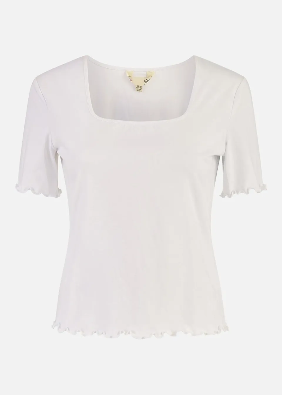 T-Shirts>Yumi White Cotton Jersey Lettuce Trim T-Shirt