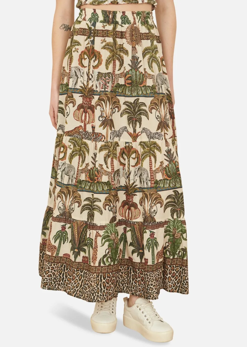 Skirts>Yumi White Cotton Voile Safari Midi Skirt