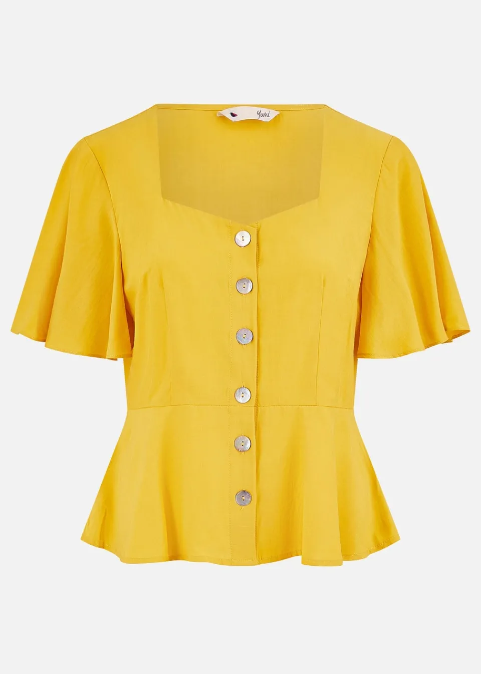 Tops>Yumi Yellow Button Up Top